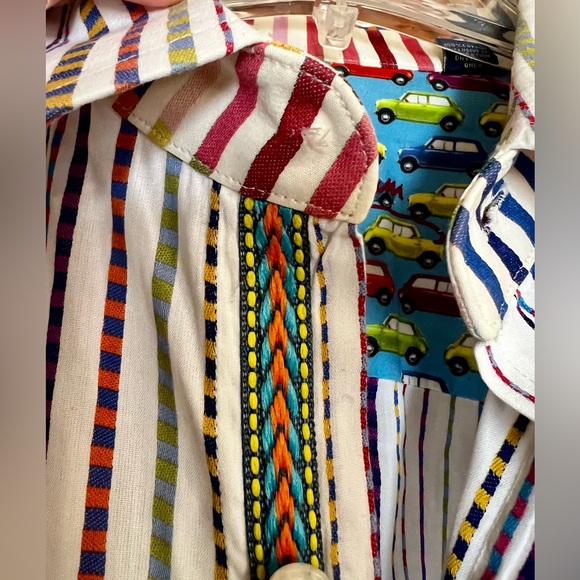 Robert Graham Striped  Mini‎ Cooper Sport Shirt Flip Cuff Striped Size M - Picture 10 of 10